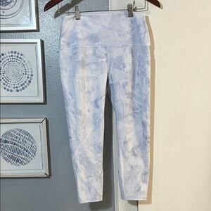 RBX Women's Leggings Size M/M Blue Skinny Marble Print Stretch Pockets